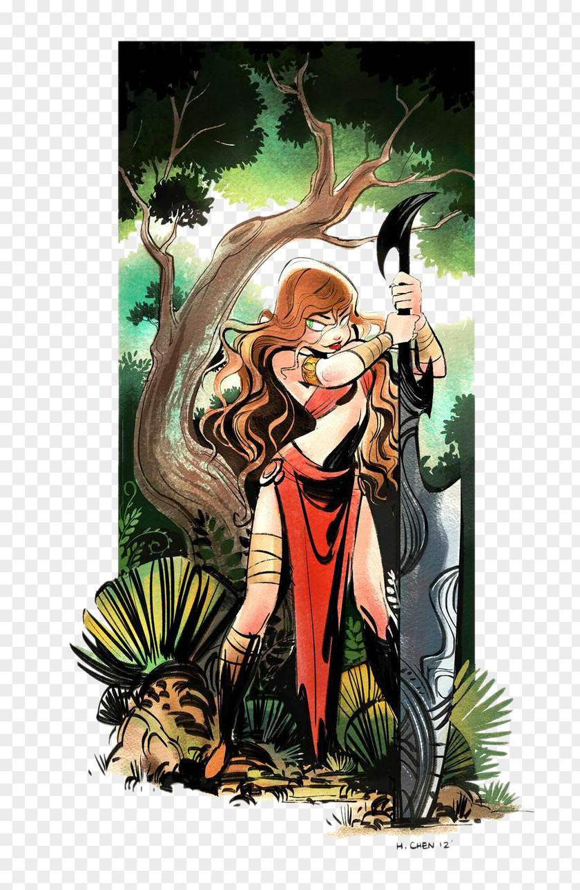 Jungle Woman Warrior Head Study Cartoon Animation Illustration PNG
