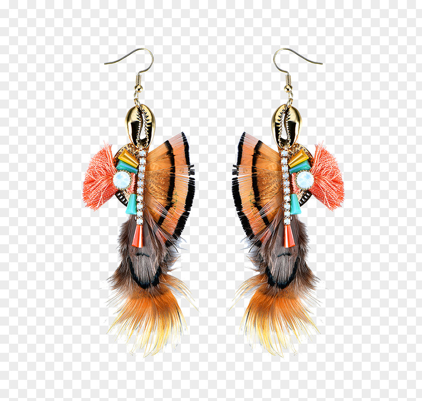 Dress Hook Earring Кафф Gold Plating Feather PNG