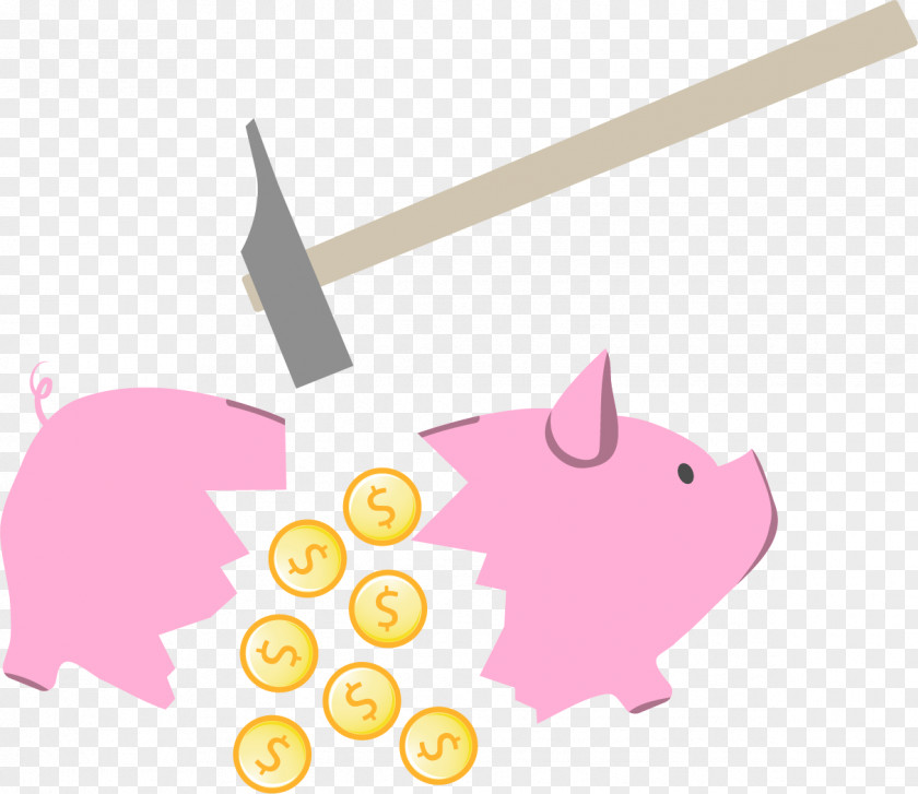 Vector Painted Smashed Piggy Bank Domestic Pig PNG
