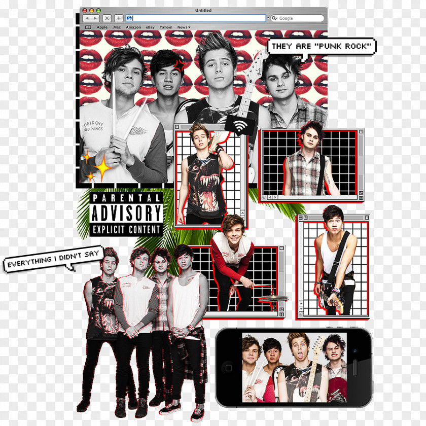 Punk Rock Album Cover Tartan Collage PNG