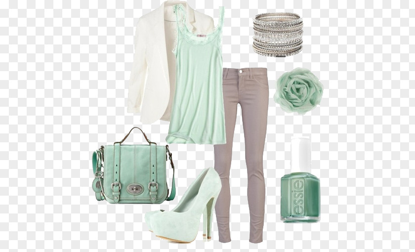 White Dress With A Collar Green Grey Clothing Fashion PNG