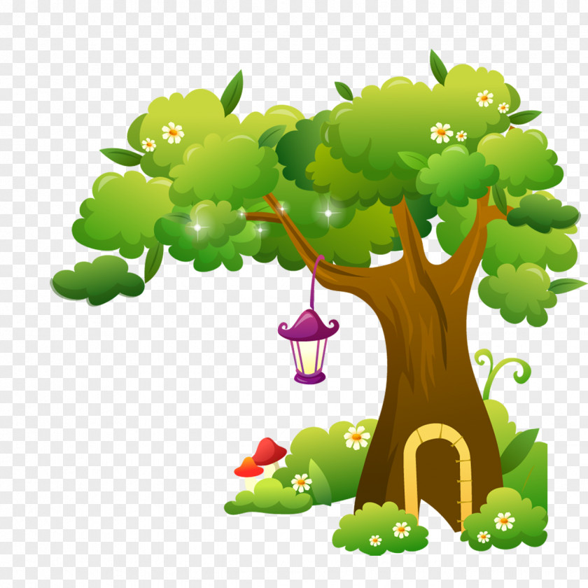 Cartoon Tree Illustration PNG