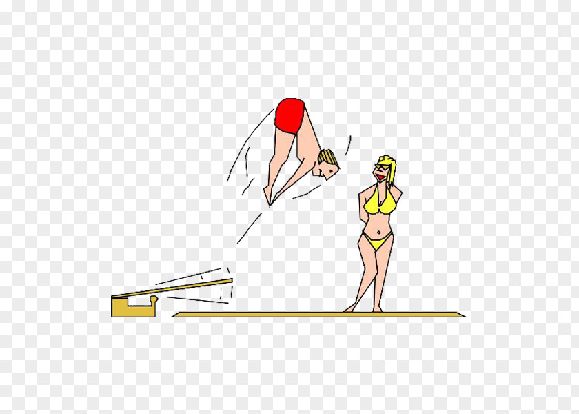 Two Women Cartoon Diving Illustration PNG