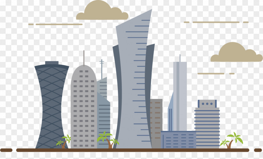 Vector Cartoon Landmarks Qatar Building Company Business Systems Living Office Doha City Registration In PNG