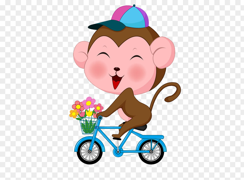 Cartoon Ape Monkey Gorilla Cycling Bicycle PNG