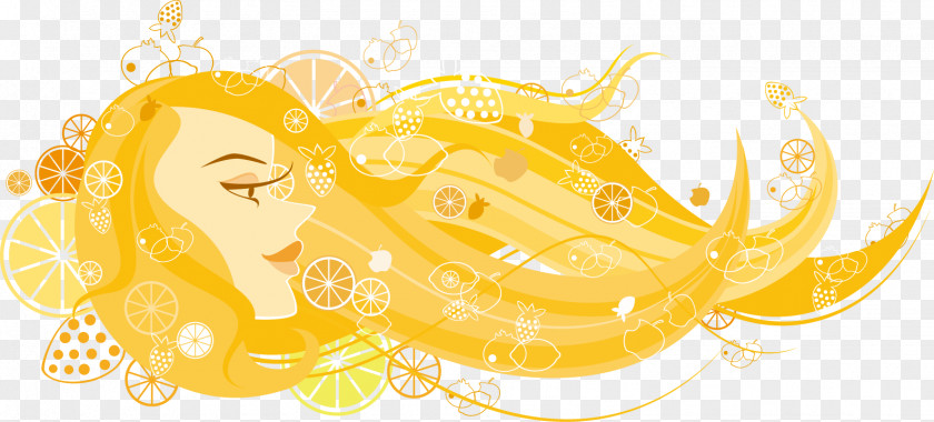 Golden Hair Beautiful Picture Painted Illustration Euclidean Vector PNG
