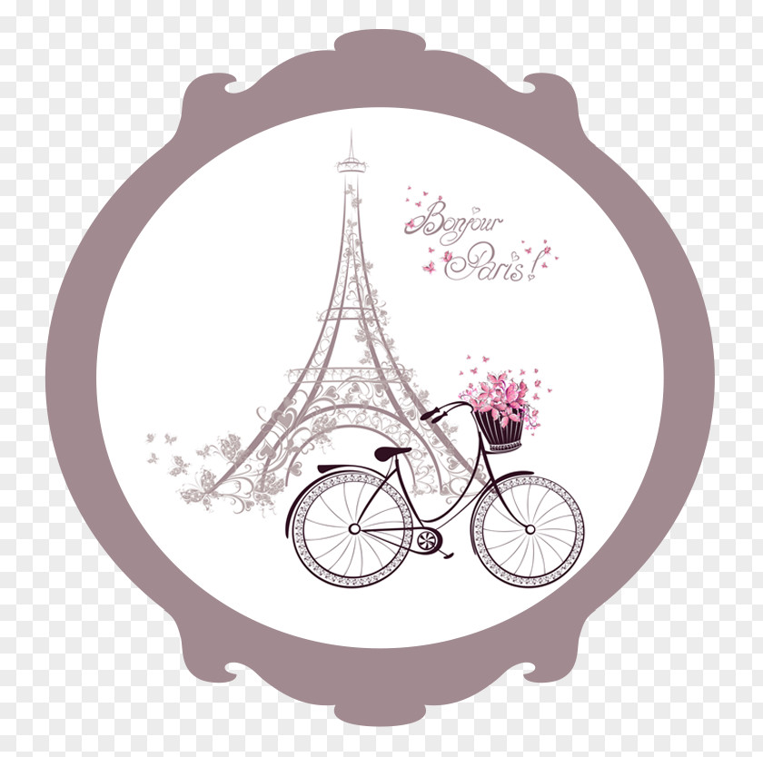 Tour Eiffel Tower Bicycle Wall Decal Cycling Sticker PNG