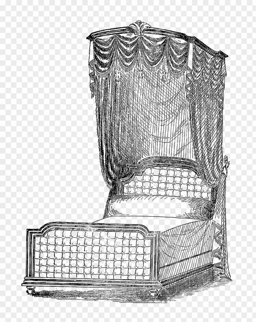 Antique Curtains Furniture Vintage Bedroom Canopy Bed PNG