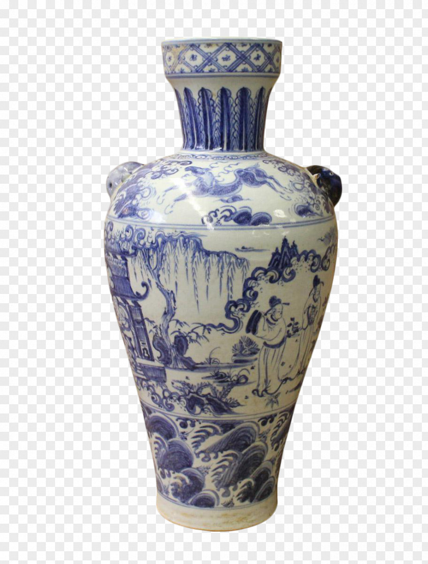 Vase Ceramic Porcelain Blue And White Pottery PNG