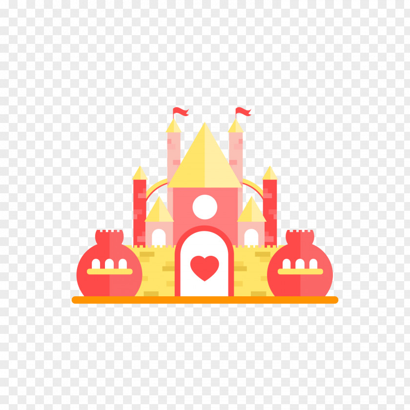 Vector Yellow Red Castle Fairy Tale Icon PNG