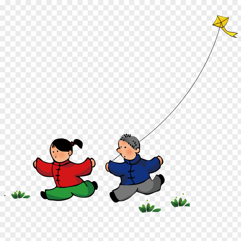 Children Who Fly Kites Cartoon Kite PNG