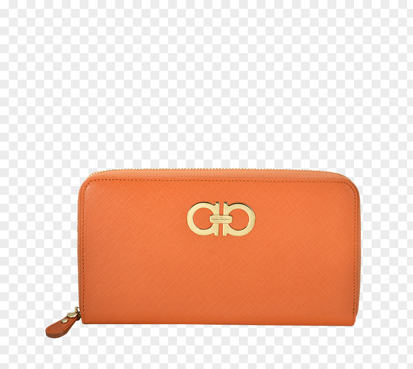 Ferragamo Leather Wallet Orange Designer PNG