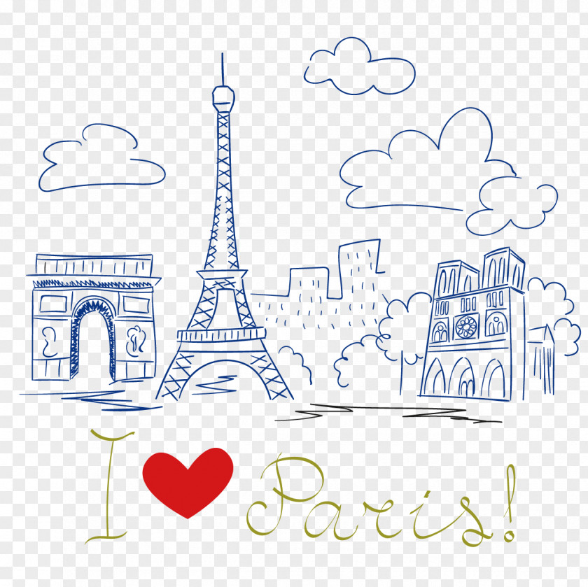 Hand-painted Vector Paris Drawing Sketch PNG