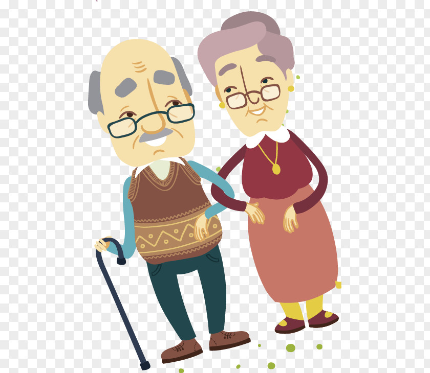 Elderly Couple Family Child Interpersonal Relationship Illustration PNG