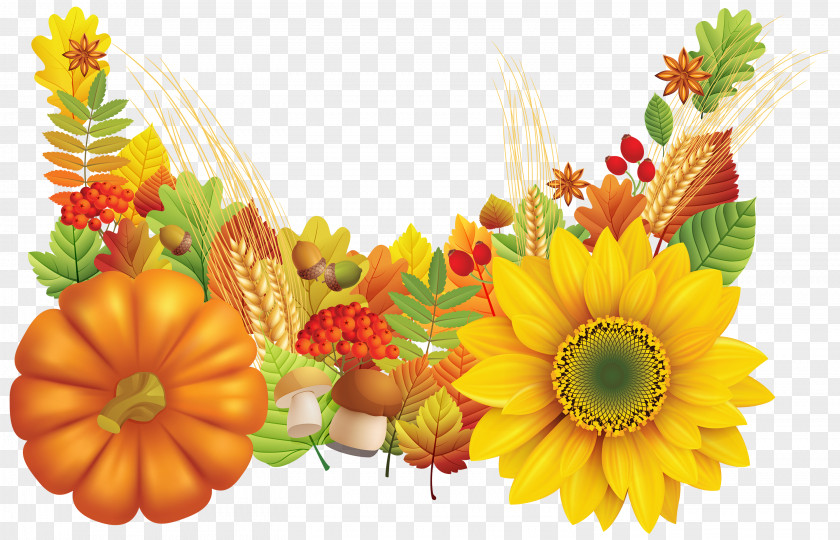 Fall Leaves Decoration Image Thanksgiving Wish Greeting Card E-card PNG