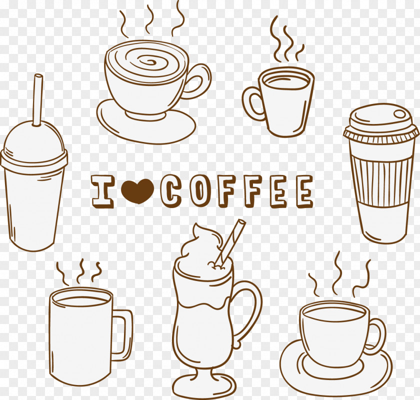 Hand-painted Coffee Elements Cup Clip Art PNG
