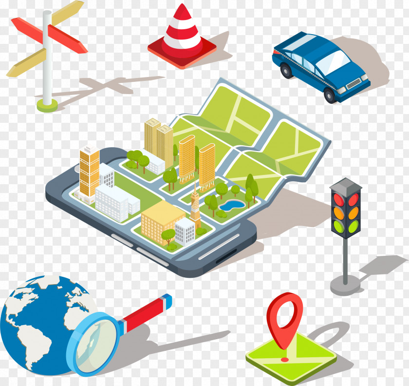 Mobile Maps App Global Positioning System Illustration PNG