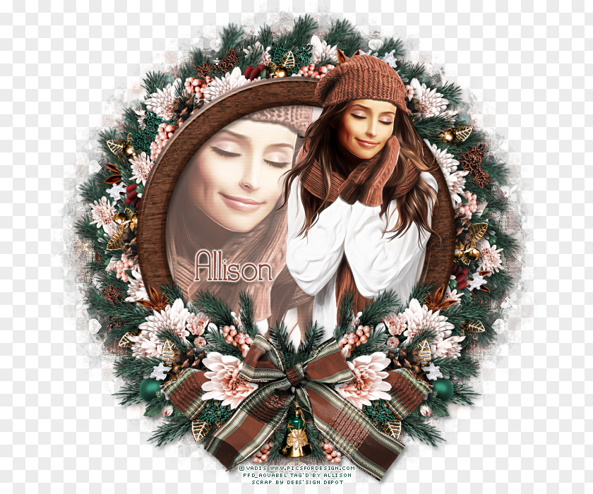 Christmas Ornament Pine Family Wreath PNG