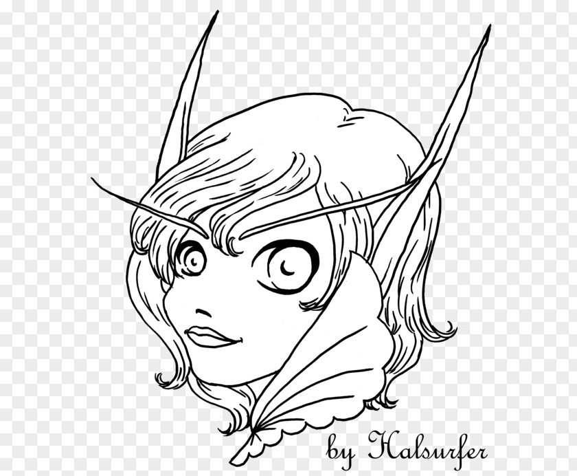 Blood Elf Coloring Book Line Art Black And White PNG