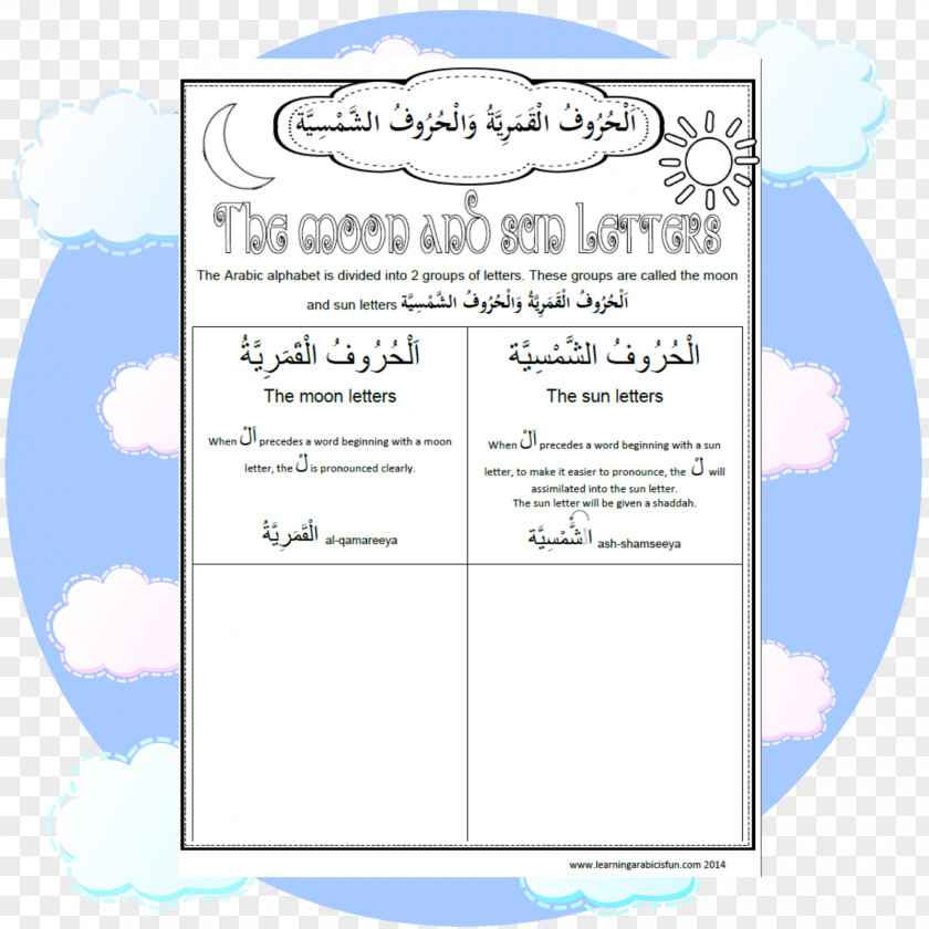 Letters Arabic Sun And Moon Alphabet Learning PNG