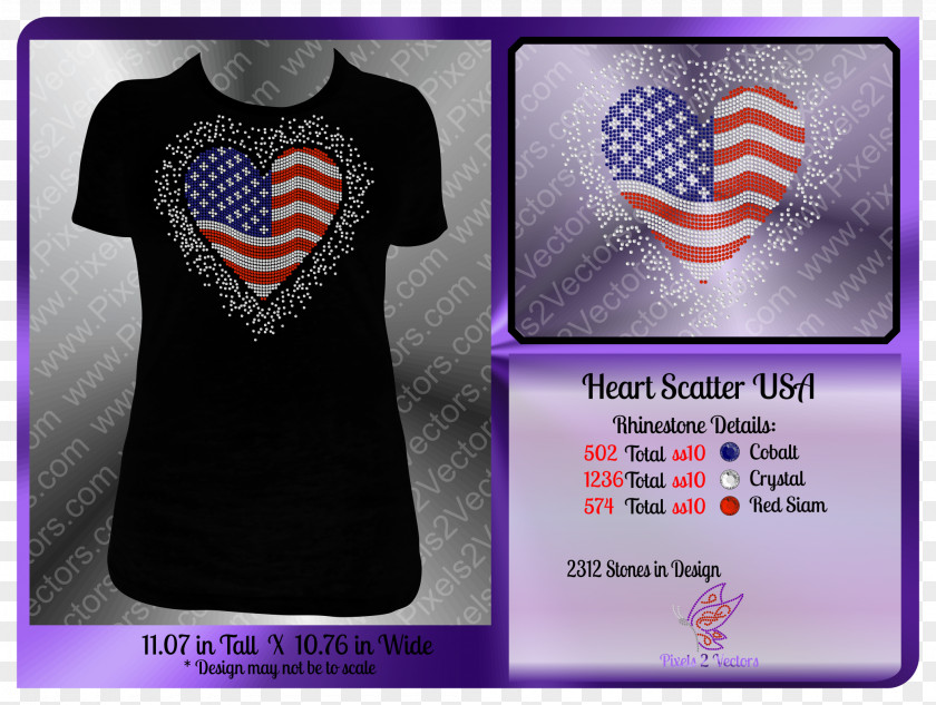 T-shirt Sequin Sleeve Patriotic & Bling PNG