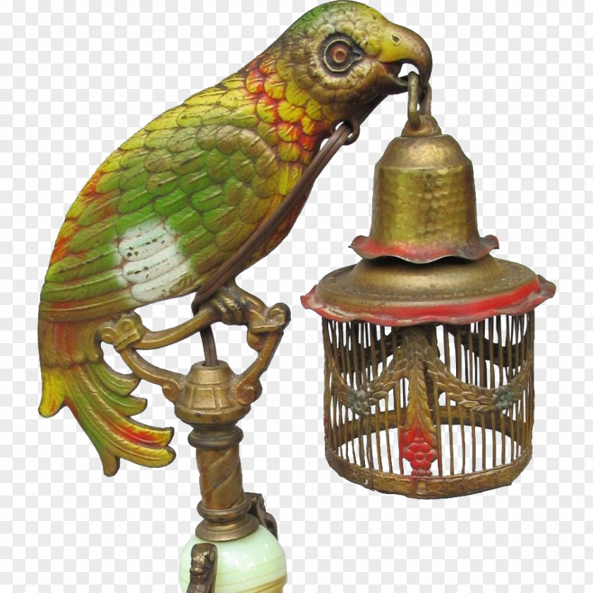Roseville Pottery Art Deco Parrot Nouveau Lamp PNG