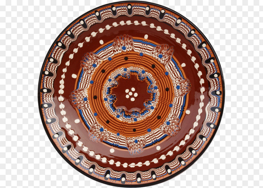 Circle Ceramic Platter Copper Brown PNG
