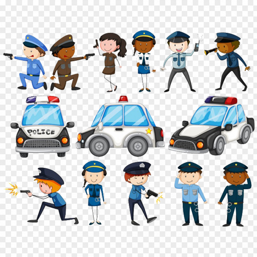 Hand-painted Cartoon Police Car Officer Royalty-free Illustration PNG