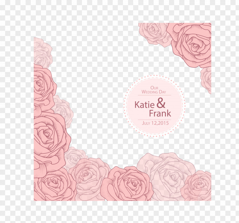 Vector Pink Roses Wedding Invitations Creative Pattern PNG