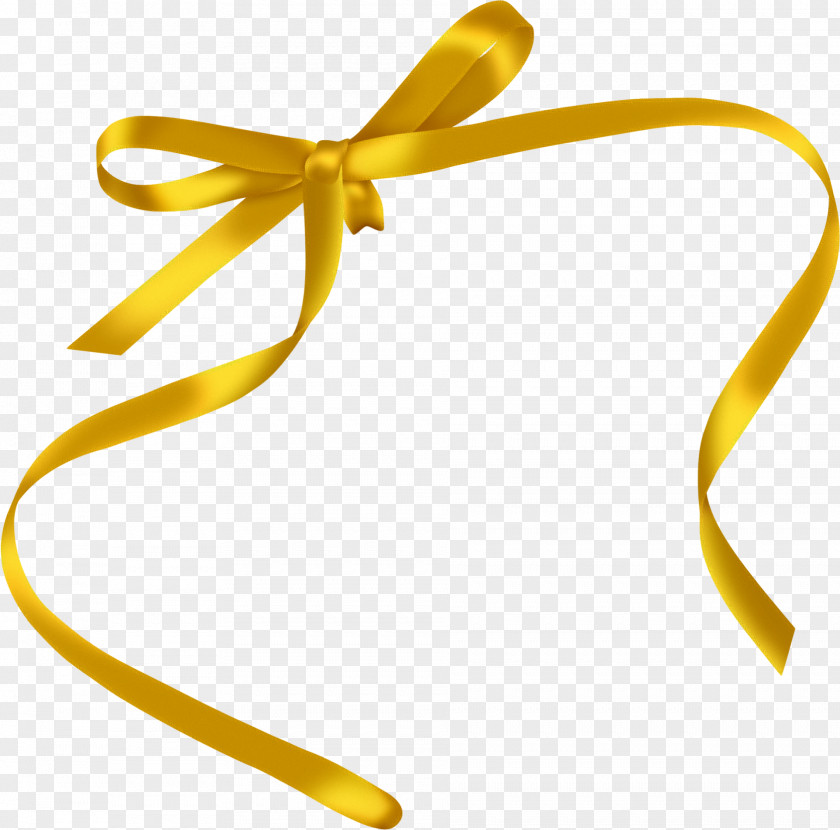 Yellow Silk Bow Ribbon Tie PNG