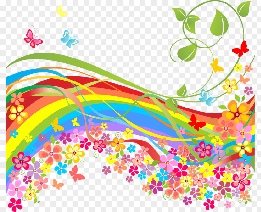 Rainbow Spring Flower Stock Illustration PNG