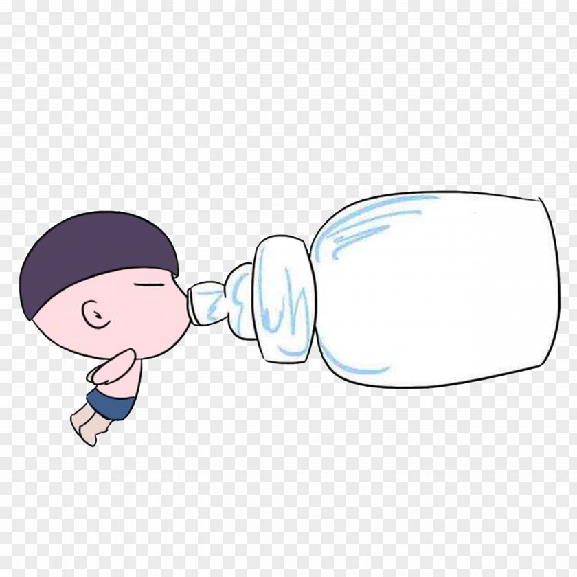 The Baby With Big Bottle Cartoon Drinking Illustration PNG