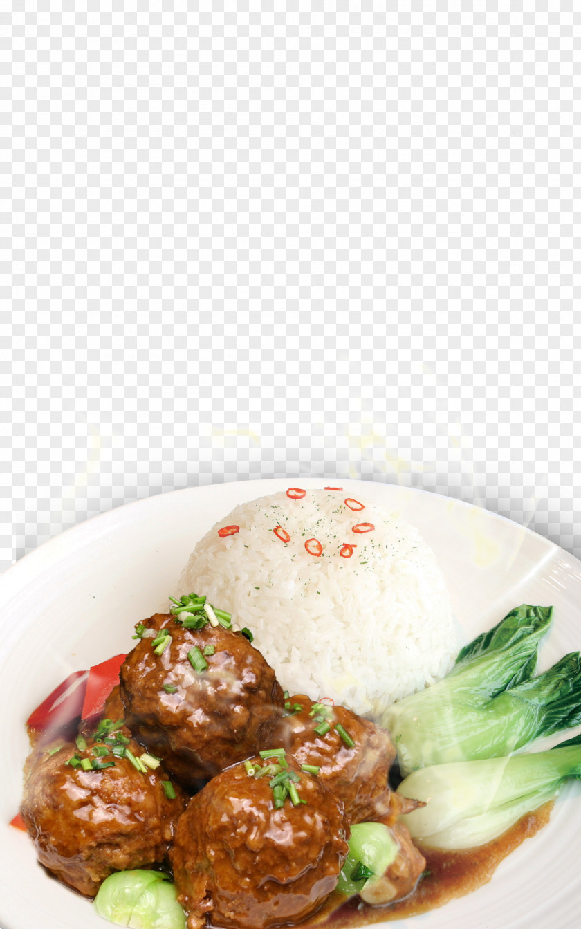 Braised Lion Head Rice PSD Material PNG