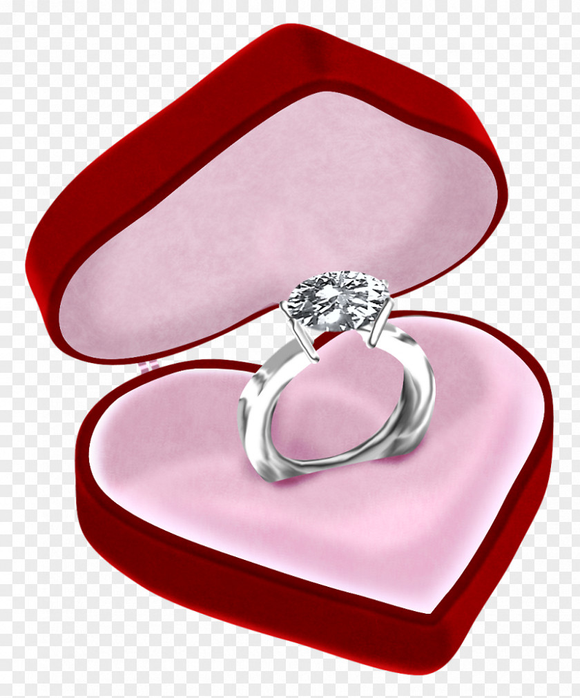 Diamond Ring In Heart Box Clipart Picture Engagement Jewellery PNG