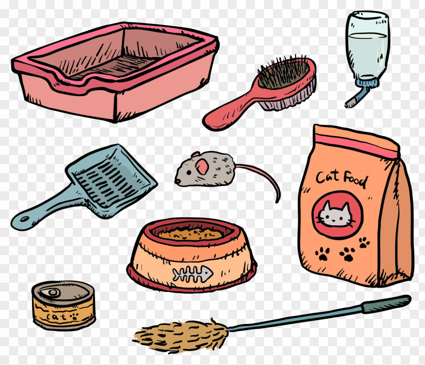 Painted Cat Supplies Vector Food Dog Pet PNG