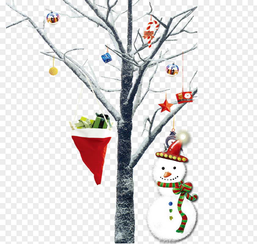 Winter Snowman Santa Claus Christmas Tree Gift Ornament PNG