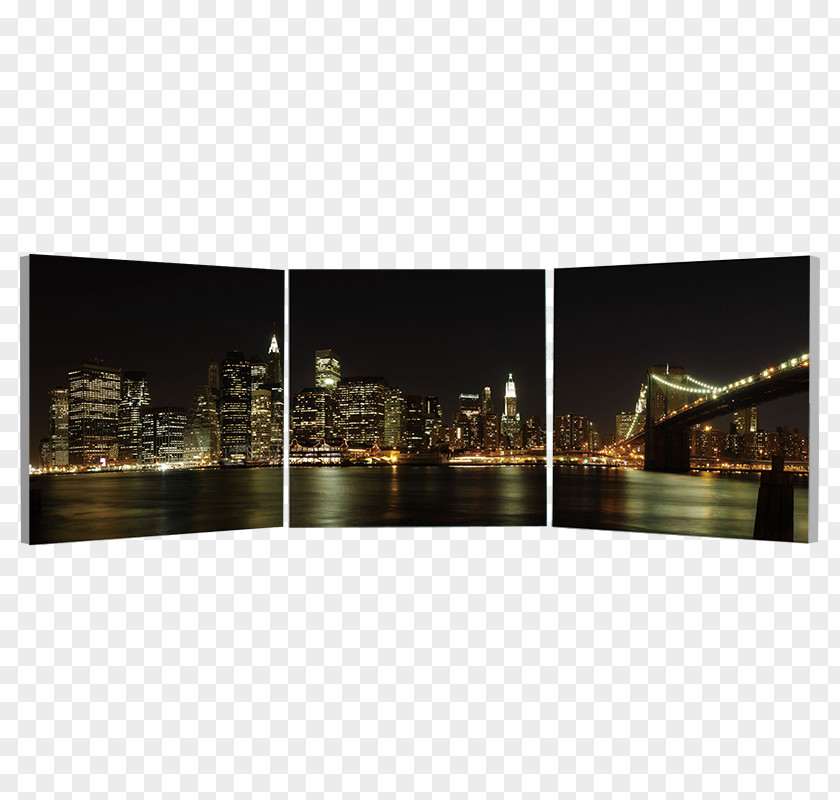City New York Skyline Cityscape Triptych PNG