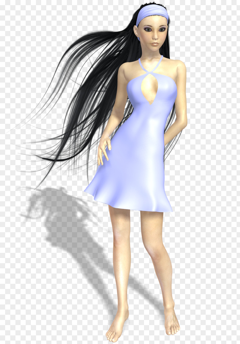 Dress Black Hair Long Slip PNG