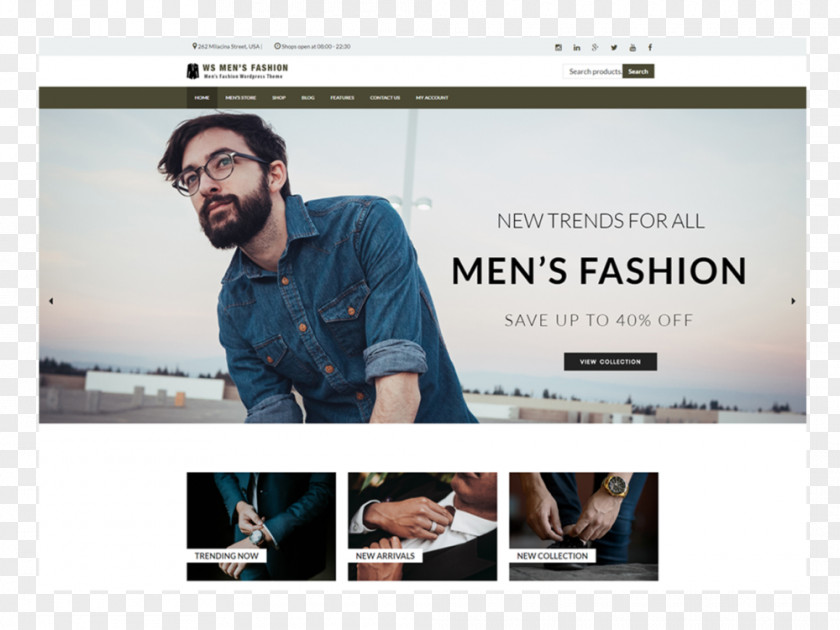 WordPress Fashion Theme Template Responsive Web Design PNG