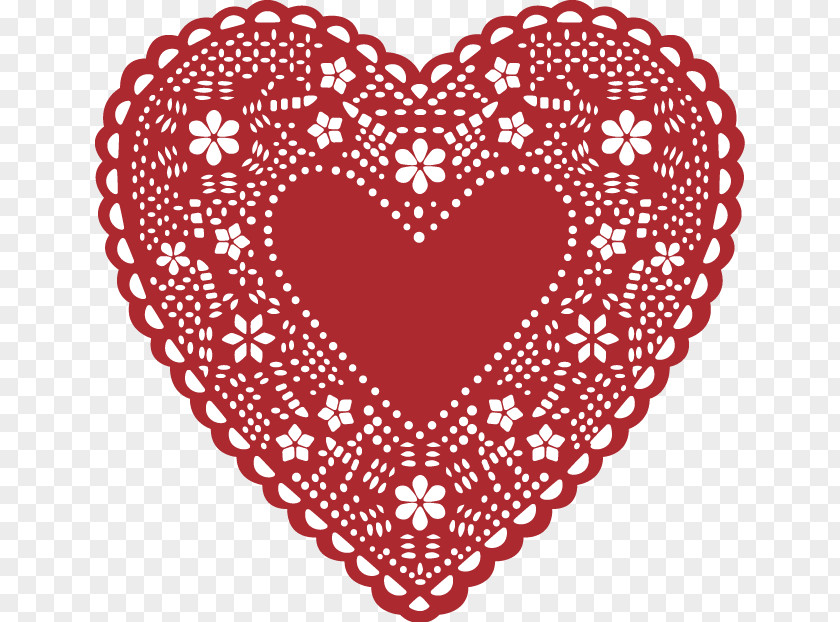 Heart-shaped Pattern Element Doily Heart Valentine's Day Lace Clip Art PNG