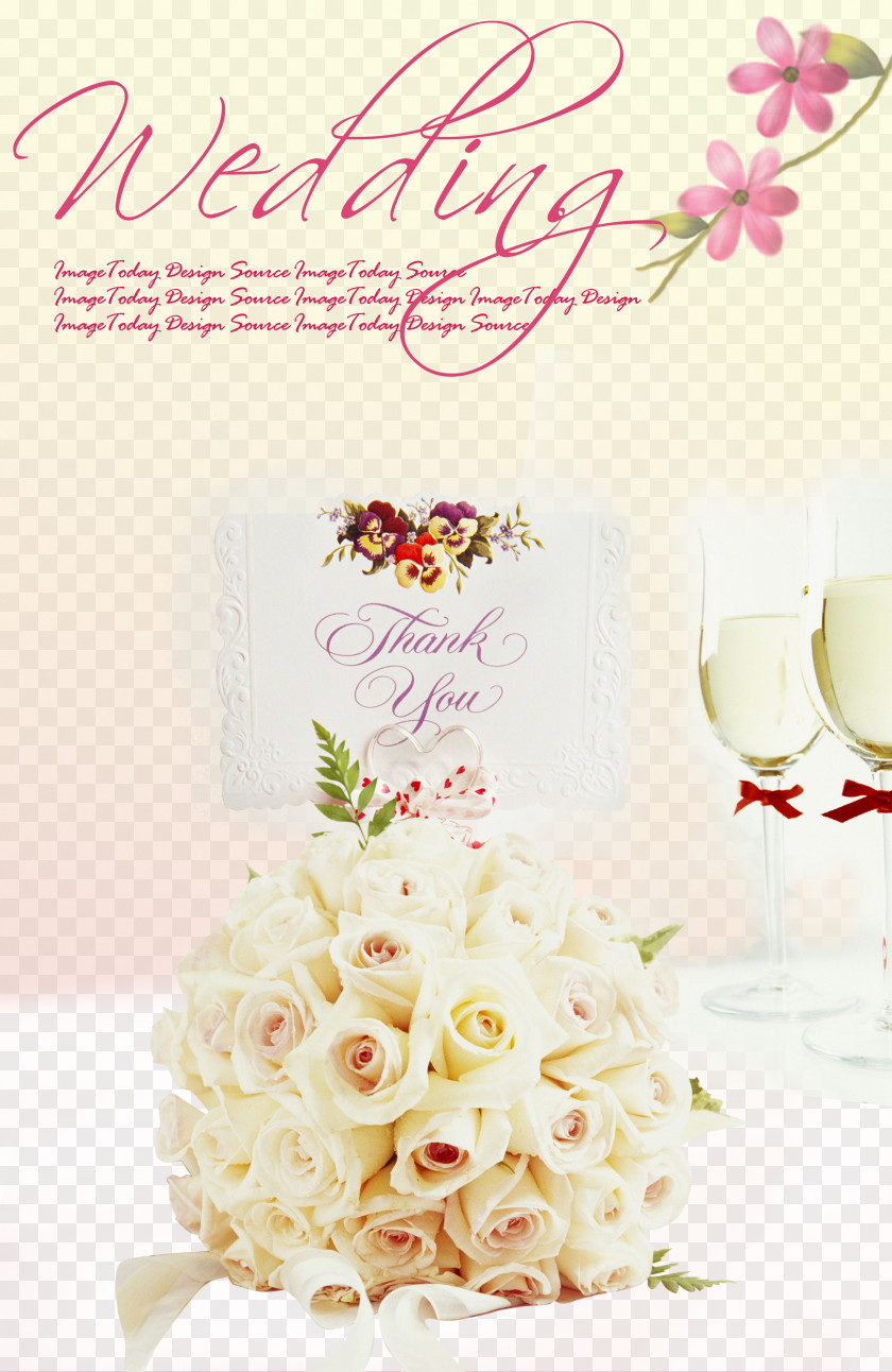 Elegant Wedding Invitation Flower Bouquet Bride Convite PNG