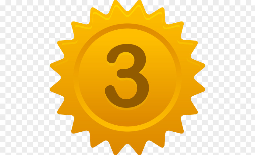 Number 3 Symbol Circle Yellow Font PNG