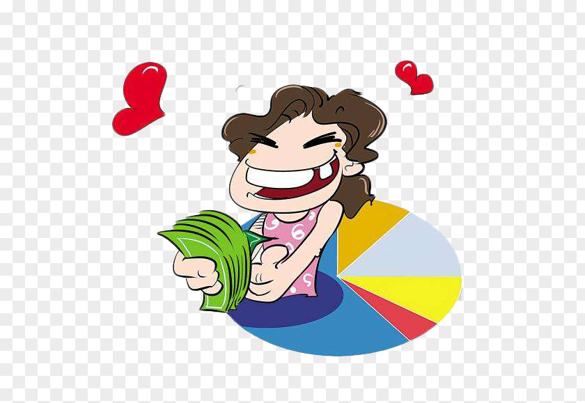 A Woman Who Counts Money Drawing PNG