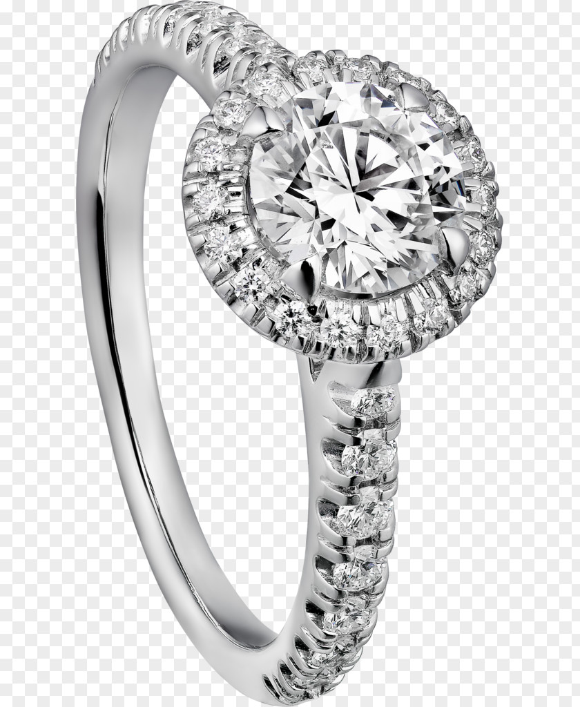 Platinum Ring Engagement Solitaire Cartier Diamond PNG