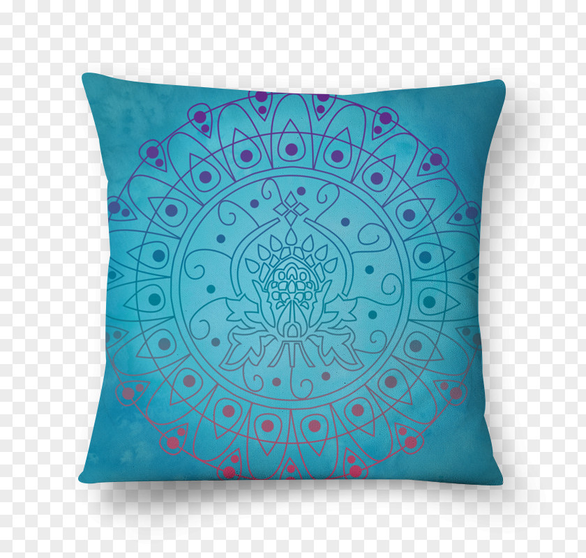 Watercolor Halo Dyeing Throw Pillows Turquoise Rectangle PNG