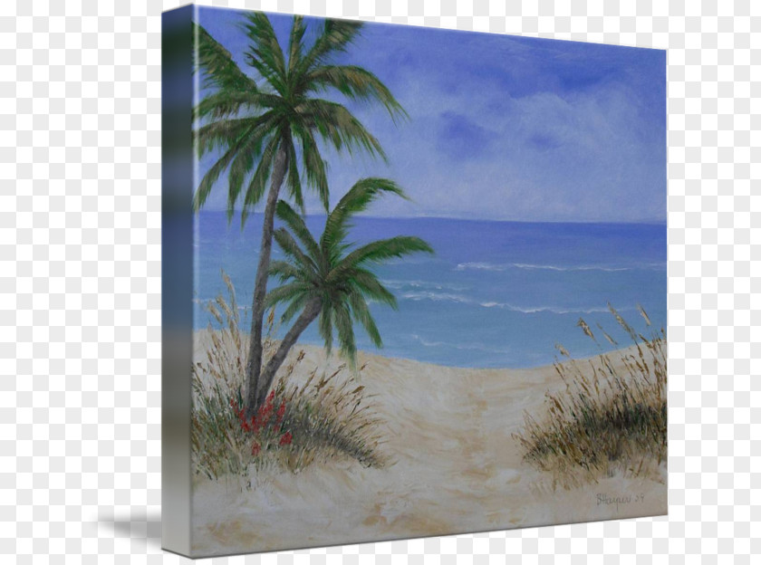 Beach Tropical Caribbean Painting Sea Tropics Palm Trees PNG