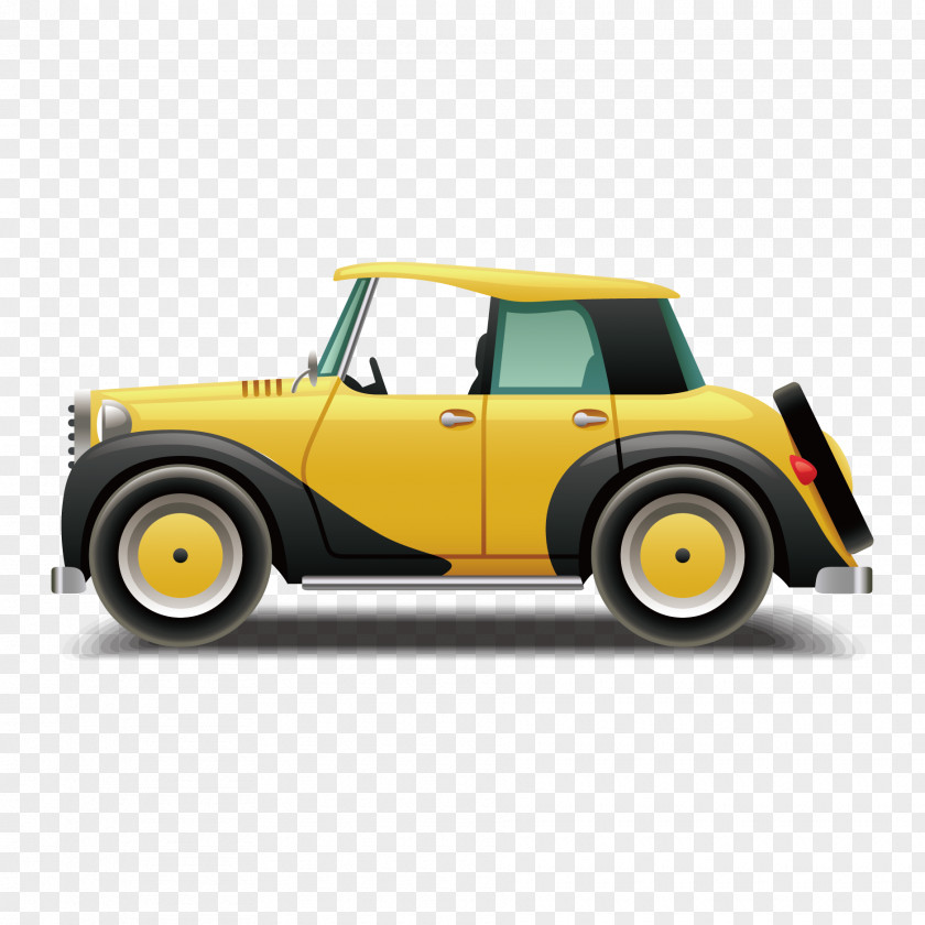 Vector Yellow Classic Car MINI Cooper Euclidean PNG