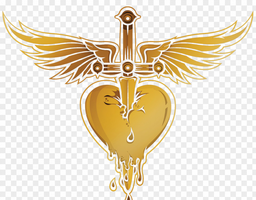 Bon Jovi Music Logo PNG Logo, rock band, yellow and brown heart with sword illustration clipart PNG