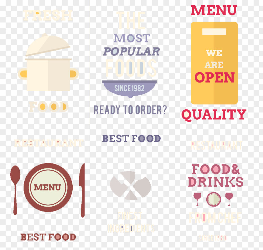 6 Flat Menu Design Vector Material Fast Food Restaurant Poster PNG