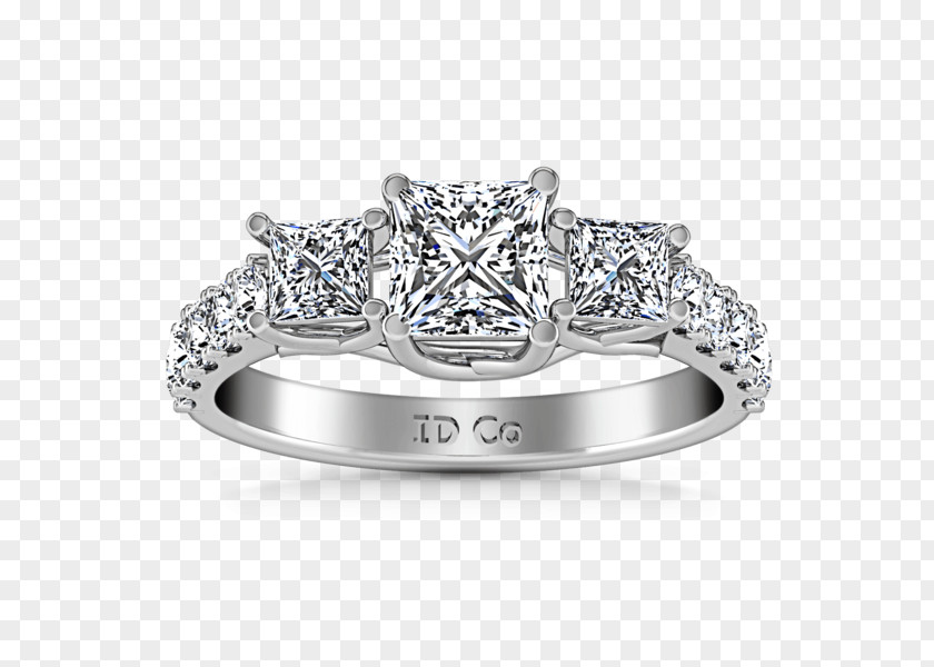 Diamond Wedding Ring Engagement Princess Cut PNG